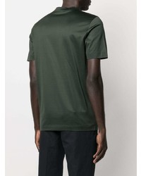 T-shirt à col rond en soie vert foncé Canali