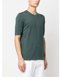 T-shirt à col rond en soie vert foncé Boglioli
