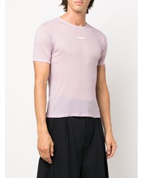 T-shirt à col rond en soie violet clair Maison Margiela
