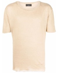 T-shirt à col rond en tricot beige Alanui