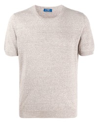 T-shirt à col rond en tricot beige Barba