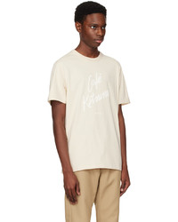 T-shirt à col rond en tricot beige MAISON KITSUNÉ