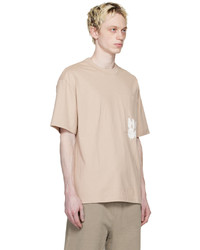 T-shirt à col rond en tricot beige Hugo