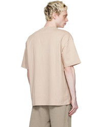 T-shirt à col rond en tricot beige Hugo