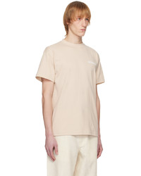 T-shirt à col rond en tricot beige Jacquemus