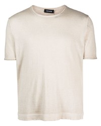 T-shirt à col rond en tricot beige Cenere Gb