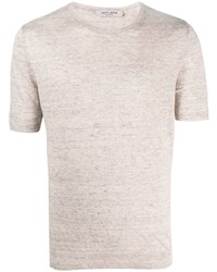 T-shirt à col rond en tricot beige Fileria