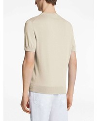 T-shirt à col rond en tricot beige Zegna