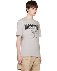 T-shirt à col rond en tricot beige Moschino