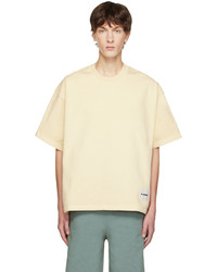 T-shirt à col rond en tricot beige Jil Sander