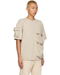 T-shirt à col rond en tricot beige Jacquemus