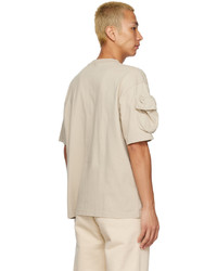 T-shirt à col rond en tricot beige Jacquemus