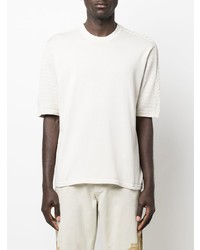 T-shirt à col rond en tricot beige Stone Island Shadow Project