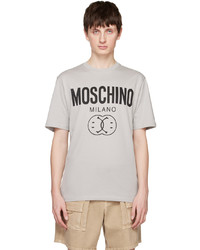 T-shirt à col rond en tricot beige Moschino