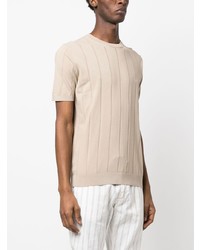 T-shirt à col rond en tricot beige Eleventy