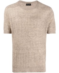 T-shirt à col rond en tricot beige Roberto Collina