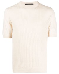 T-shirt à col rond en tricot beige Tagliatore