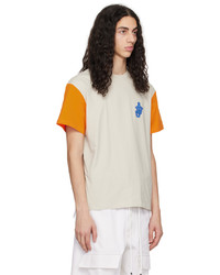 T-shirt à col rond en tricot beige JW Anderson