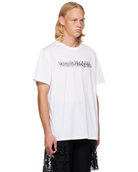 T-shirt à col rond en tricot beige Alexander McQueen
