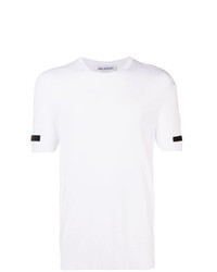 T-shirt à col rond en tricot blanc et noir