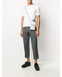 T-shirt à col rond en tricot blanc Thom Browne