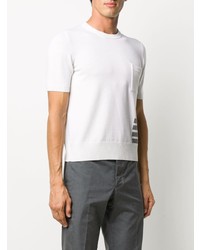 T-shirt à col rond en tricot blanc Thom Browne