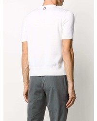 T-shirt à col rond en tricot blanc Thom Browne