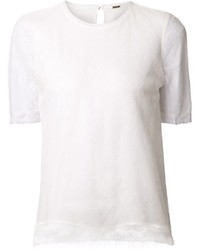 T-shirt à col rond en tricot blanc ADAM by Adam Lippes