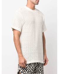 T-shirt à col rond en tricot blanc MOUTY