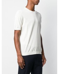 T-shirt à col rond en tricot blanc Drumohr