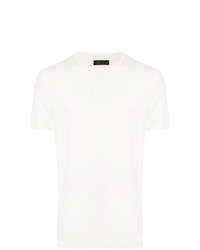 T-shirt à col rond en tricot blanc Corneliani