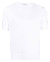 T-shirt à col rond en tricot blanc Cruciani