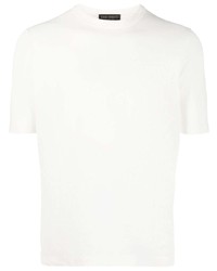 T-shirt à col rond en tricot blanc Dell'oglio
