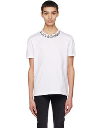 T-shirt à col rond en tricot blanc Dolce & Gabbana