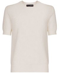T-shirt à col rond en tricot blanc Dolce & Gabbana