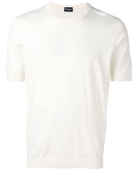 T-shirt à col rond en tricot blanc Drumohr