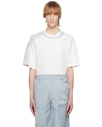 T-shirt à col rond en tricot blanc Feng Chen Wang