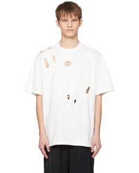 T-shirt à col rond en tricot blanc Feng Chen Wang