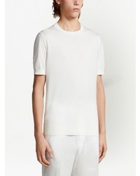 T-shirt à col rond en tricot blanc Zegna