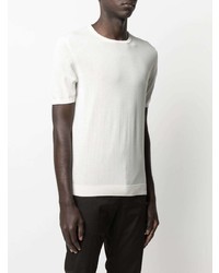 T-shirt à col rond en tricot blanc Roberto Collina