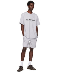 T-shirt à col rond en tricot blanc Helmut Lang