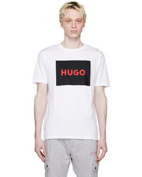 T-shirt à col rond en tricot blanc Hugo