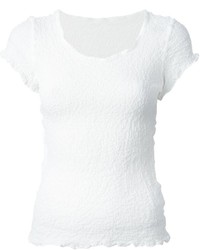 T-shirt à col rond en tricot blanc Issey Miyake