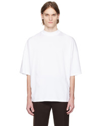 T-shirt à col rond en tricot blanc Jil Sander