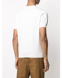 T-shirt à col rond en tricot blanc Canali