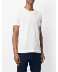 T-shirt à col rond en tricot blanc Corneliani