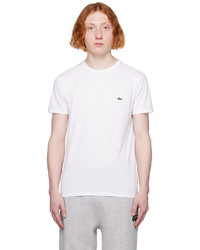 T-shirt à col rond en tricot blanc Lacoste