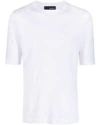 T-shirt à col rond en tricot blanc Lardini