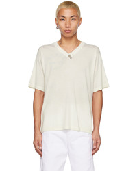 T-shirt à col rond en tricot blanc Lisa Yang