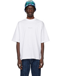 T-shirt à col rond en tricot blanc Marni